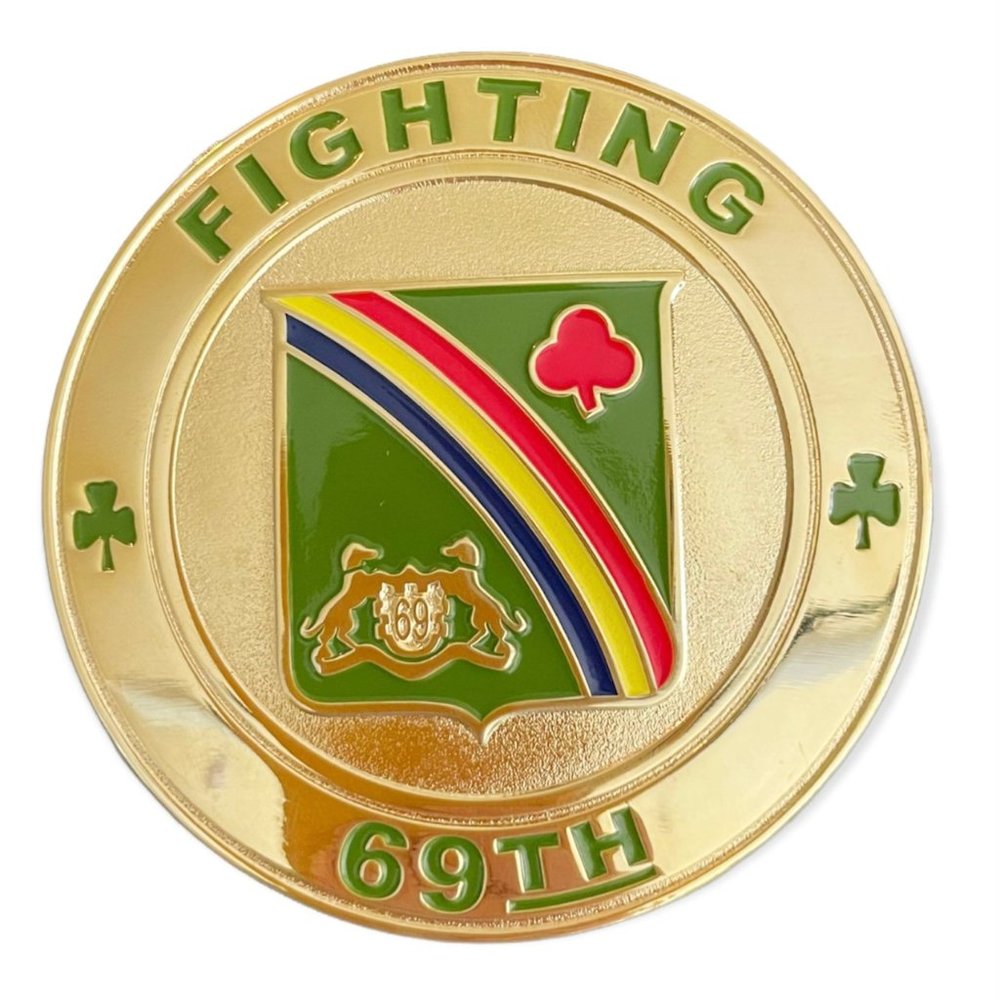 NEW Fighting 69th Army Infantry Unit Insignia Medallion Pin 2.5” Engraved Circle